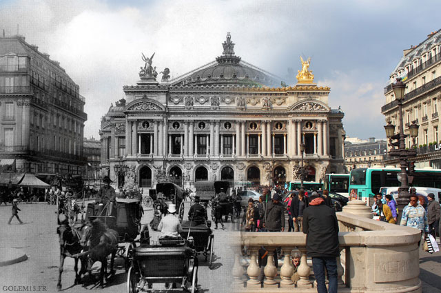 París desde 1900 hasta hoy viaja al pasado con estas fotografías Place de l’Opéra